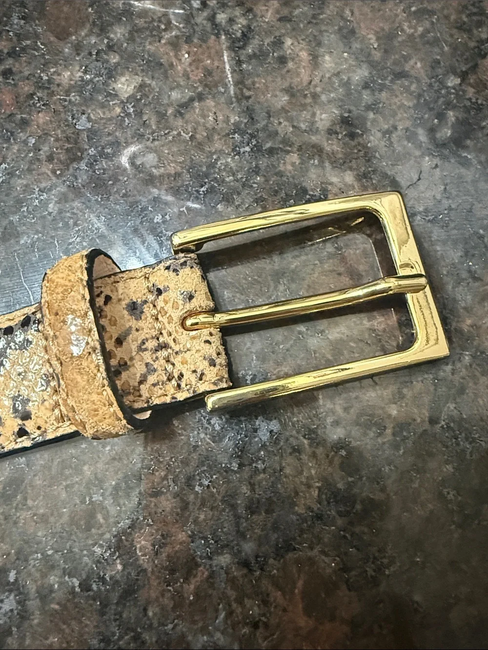 AUREUM Snake-Print Belt in Tan and Black with Gold Buckle never worn